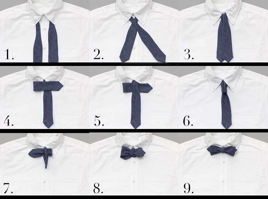 How to tie a bow tie - Step by step instructions.