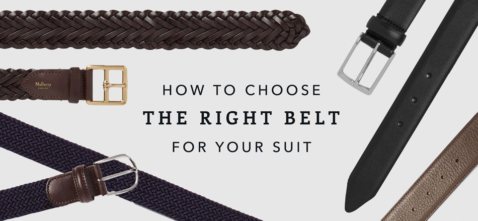 different types of belts on gray background with text reading 'how to choose the right belt for your suit'