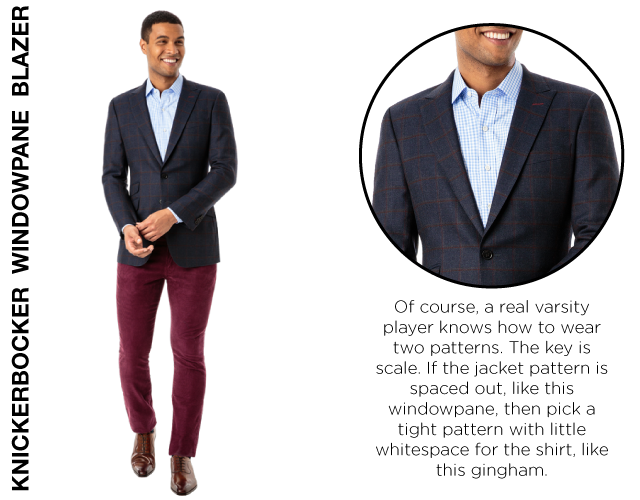 Knickerbocker Blue with Burgundy Windowpane Custom Blazer