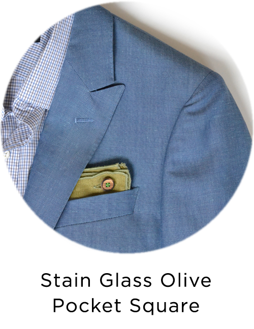 Stain Glass Olive Pocket Square
