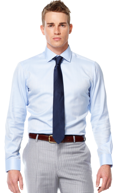 5 Essential Men's Dress Shirts of Summer 4 - Blue Solid Herringbone Weave Custom Dress Shirt