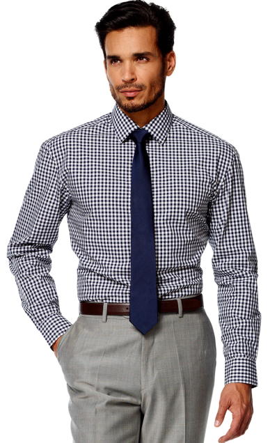 5 Essential Men's Dress Shirts of Summer 3 - Navy Gingham Broadcloth Custom Dress Shirt