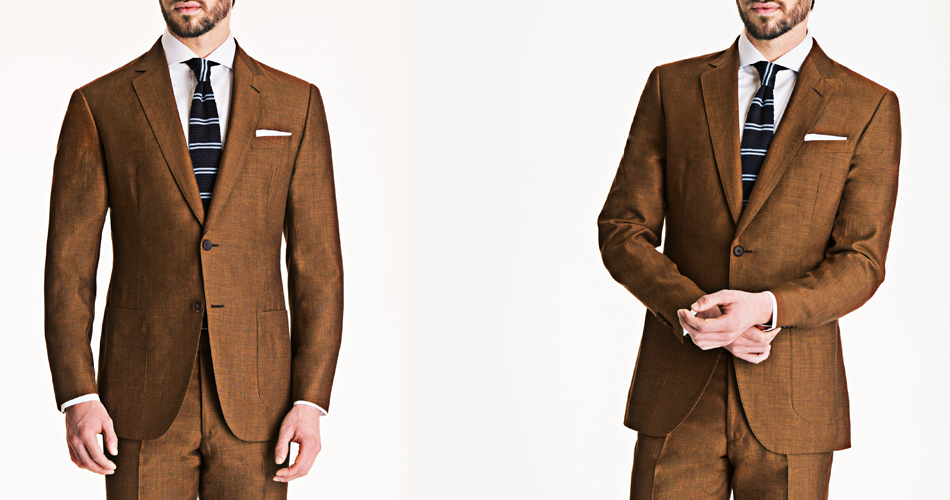 Tobacco Brown Linen Blend Suit