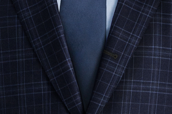 Navy Plaid Custom Suit, Three-Button Jackets