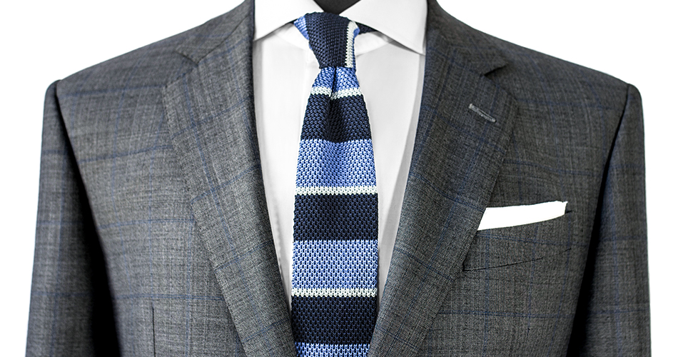 Gantry Gray Herringbone Custom Suit and Tie Combinations