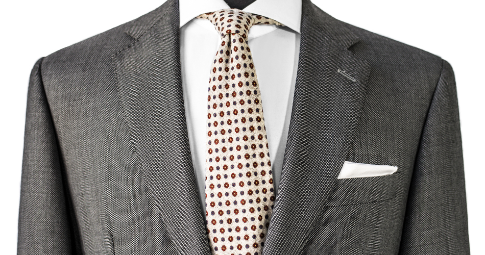 Gray Birdseye Custom Suit and Tie Combinations