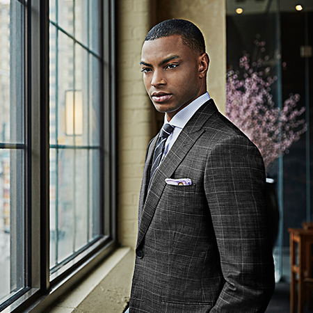 Gray Windowpane Shadow Check Custom Suit