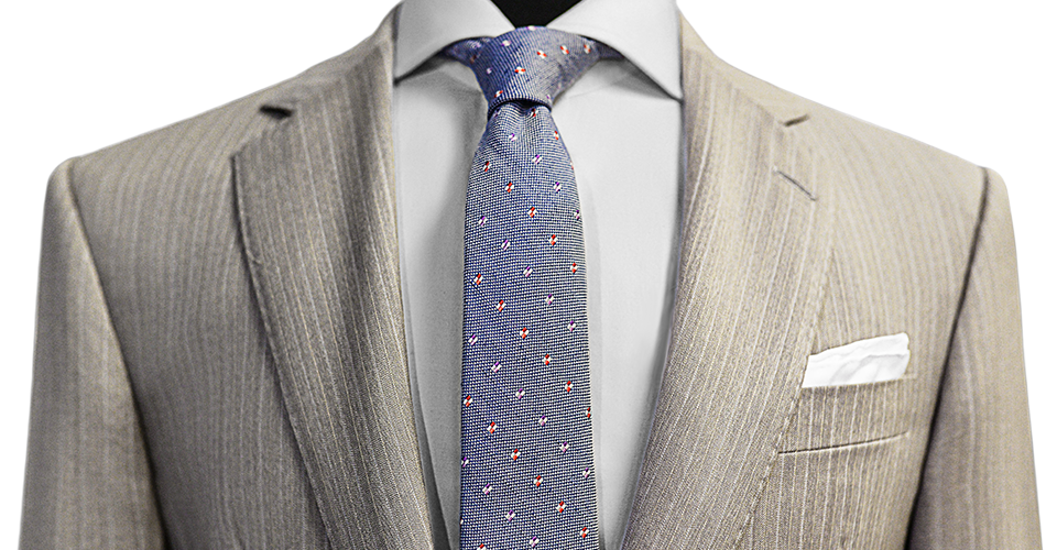 Oyster Gray Herringbone Stripe Custom Suit