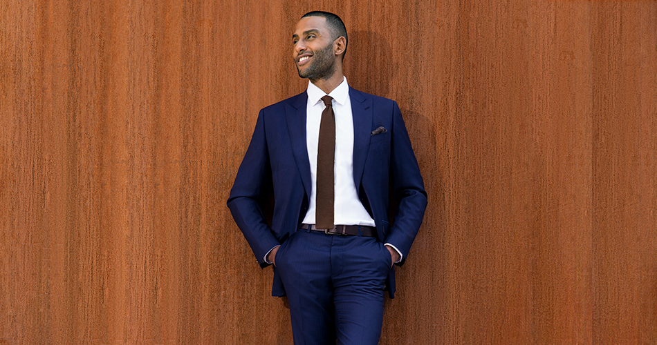 What to Wear to a Fall Wedding - Persian Blue Herringbone Custom Suit by Black Lapel.