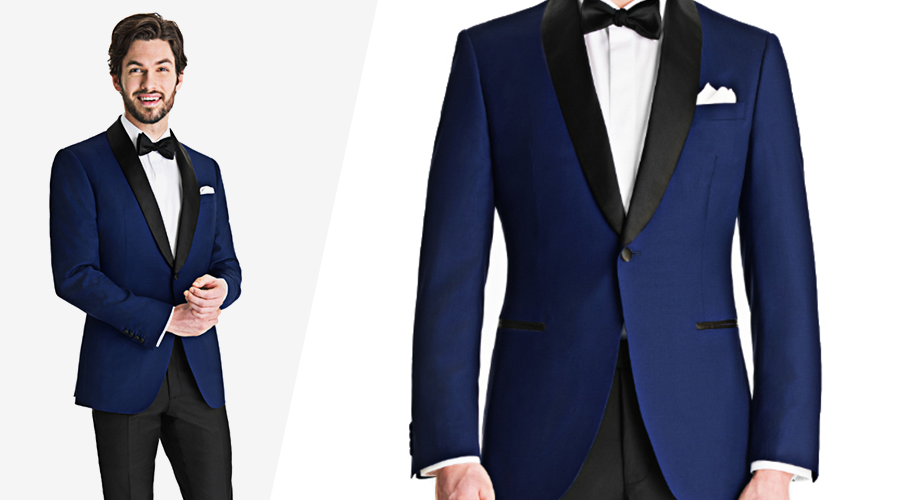 Royal Blue Dinner Jacket and Black Tuxedo Pants