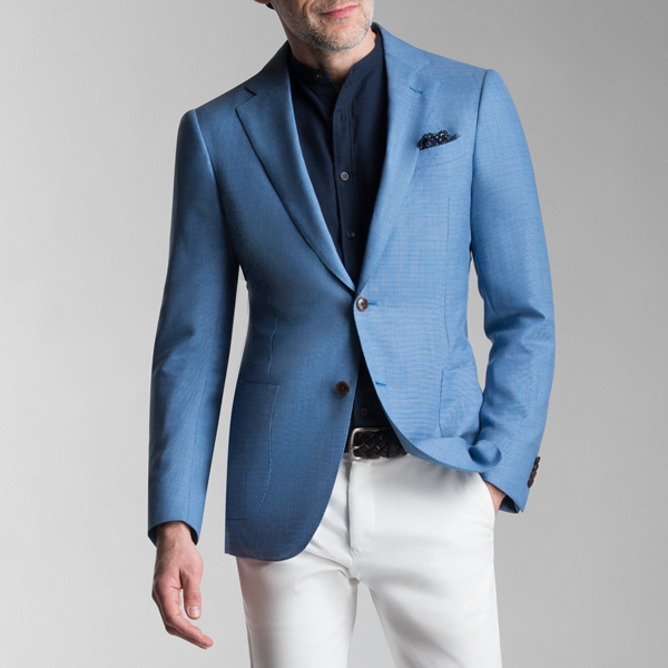 Fashion White Men Blazer with Navy blue Pants Wedding Tuxedos Custom Made  Suits Slim Fit Groom Prom Dress ( Jacket+Vest+Pants)