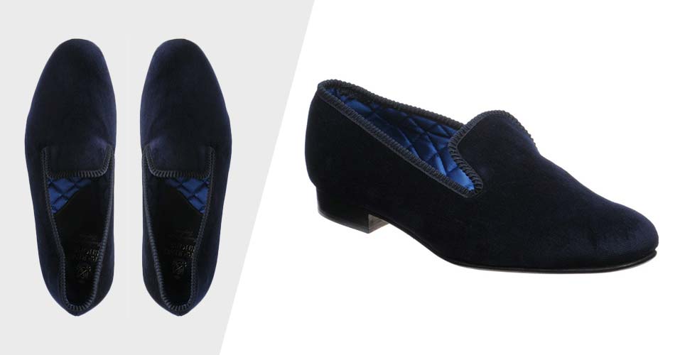 blue velvet formal slippers to wear with blue tuxedos