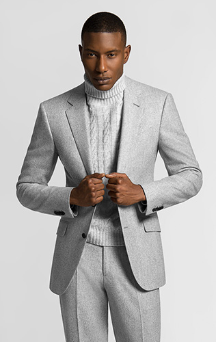 Light grey suit black turtleneck best sale