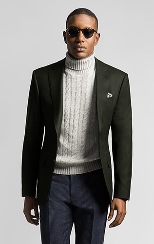 turtleneck and suit jacket