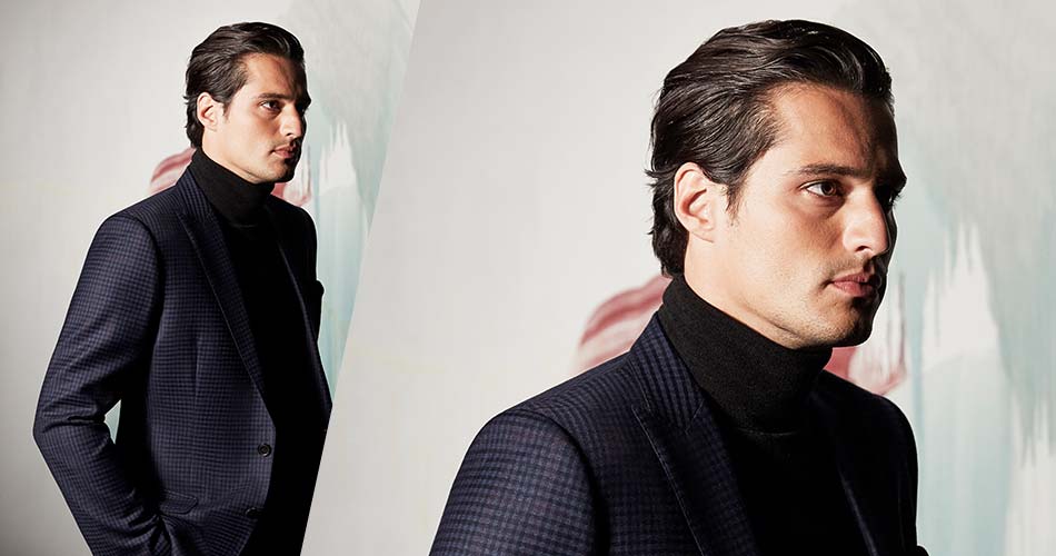 Men turtleneck with on sale suit