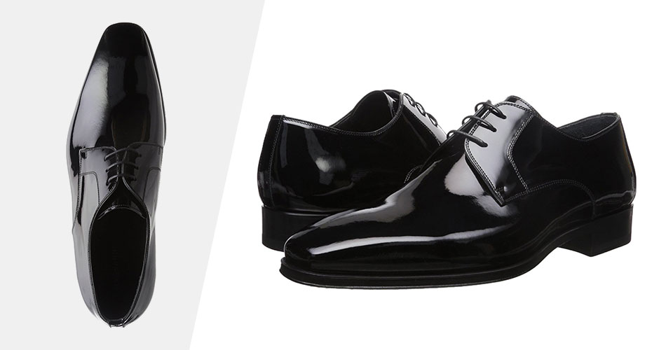 pair of patent black oxfords