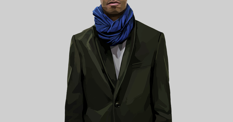man wearing scarf with topcoat infinity style