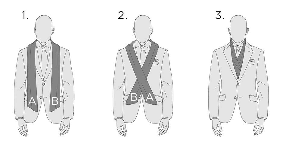 how to style scarf for mens suit tuck style