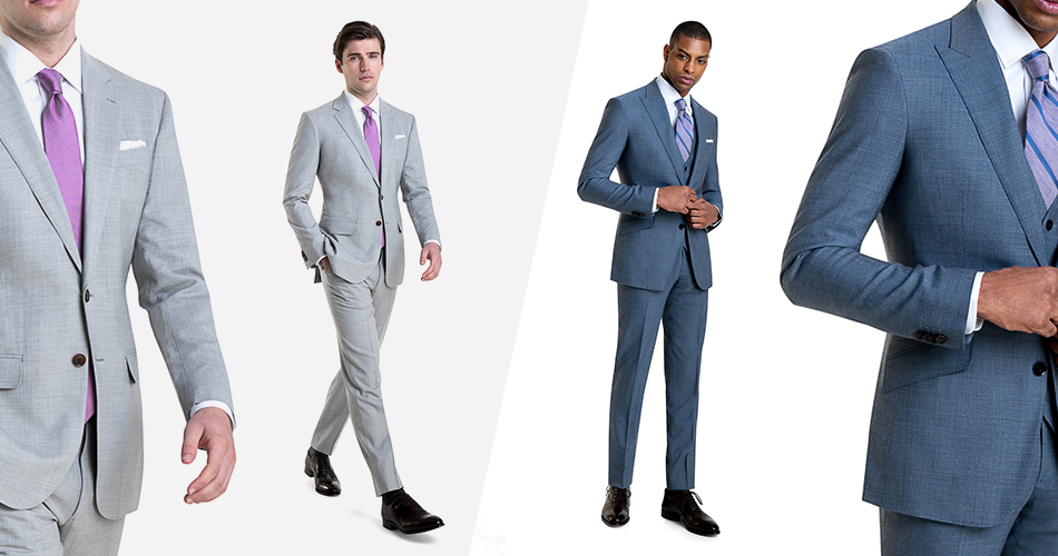 gray suits and blue suits on four men