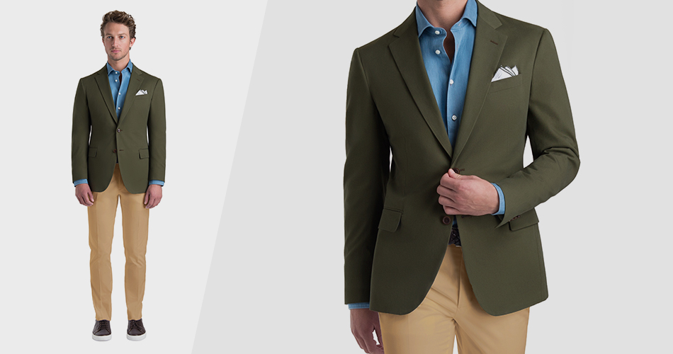 Khaki pants with suit jacket best sale