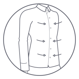 suit alterations showing take in dress shirt