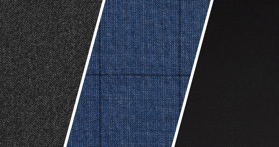 worsted wool suit fabric side by side