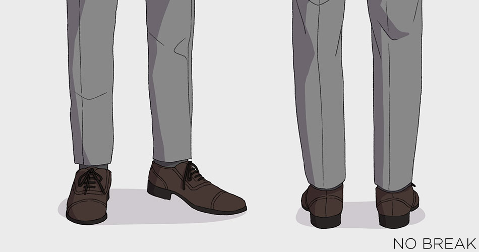 illustration showing man wearing dress pants with no break