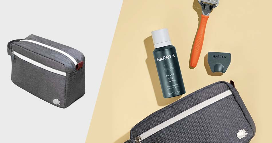 traveling accessories for men dopp kit with shaving gel and razor
