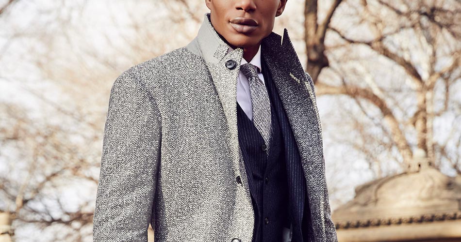man wearing gray wool blend topcoat