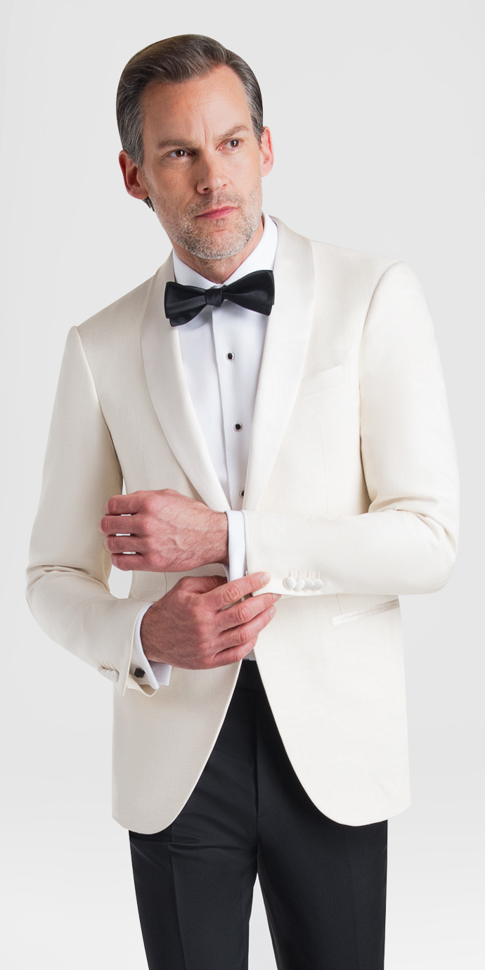 Mens White Tuxedo Jacket Black Lapel