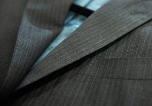 lapel of a pinstripe suit